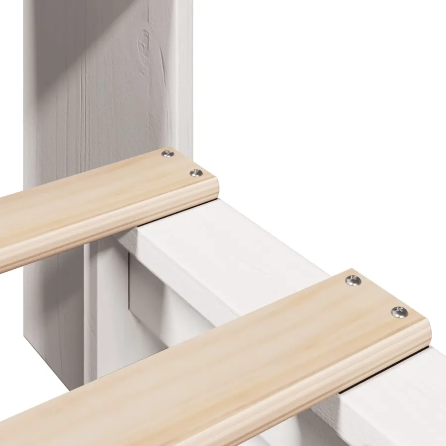 Lit bibliothèque sans matelas blanc 75x190 cm bois massif - 9