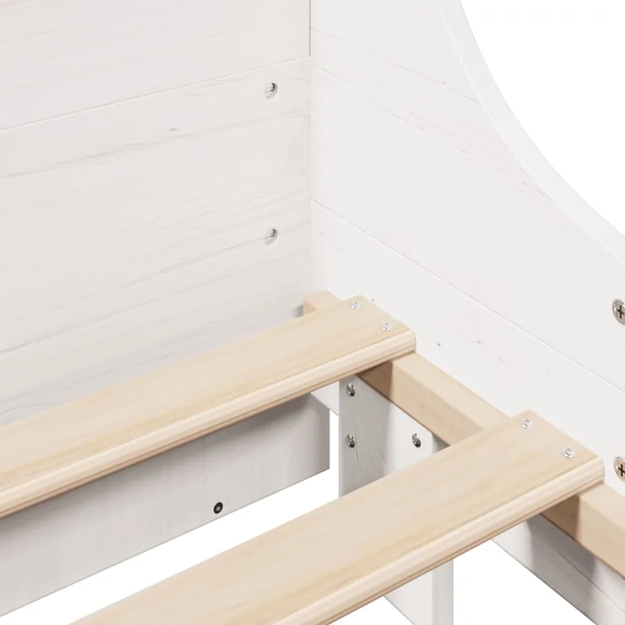Lit bibliothèque sans matelas blanc 180x200 cm bois massif - 10