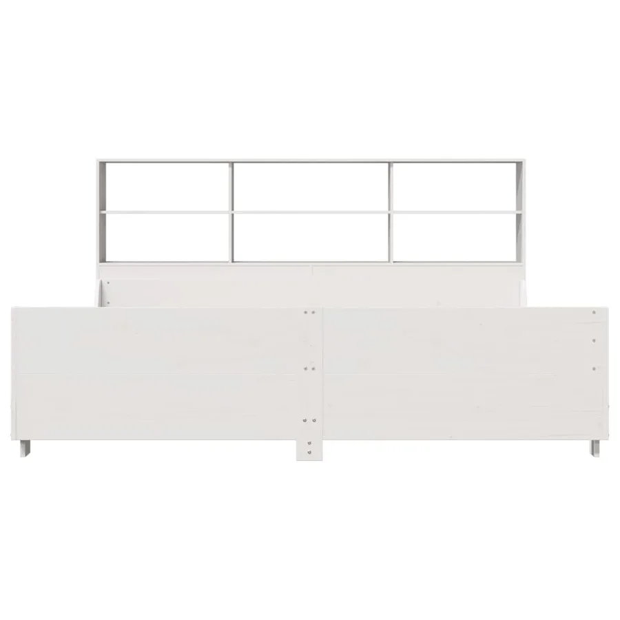 Lit bibliothèque sans matelas blanc 180x200 cm bois massif - 4