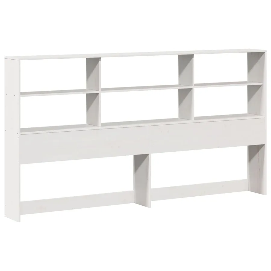 Lit bibliothèque sans matelas blanc 180x200 cm bois massif - 7