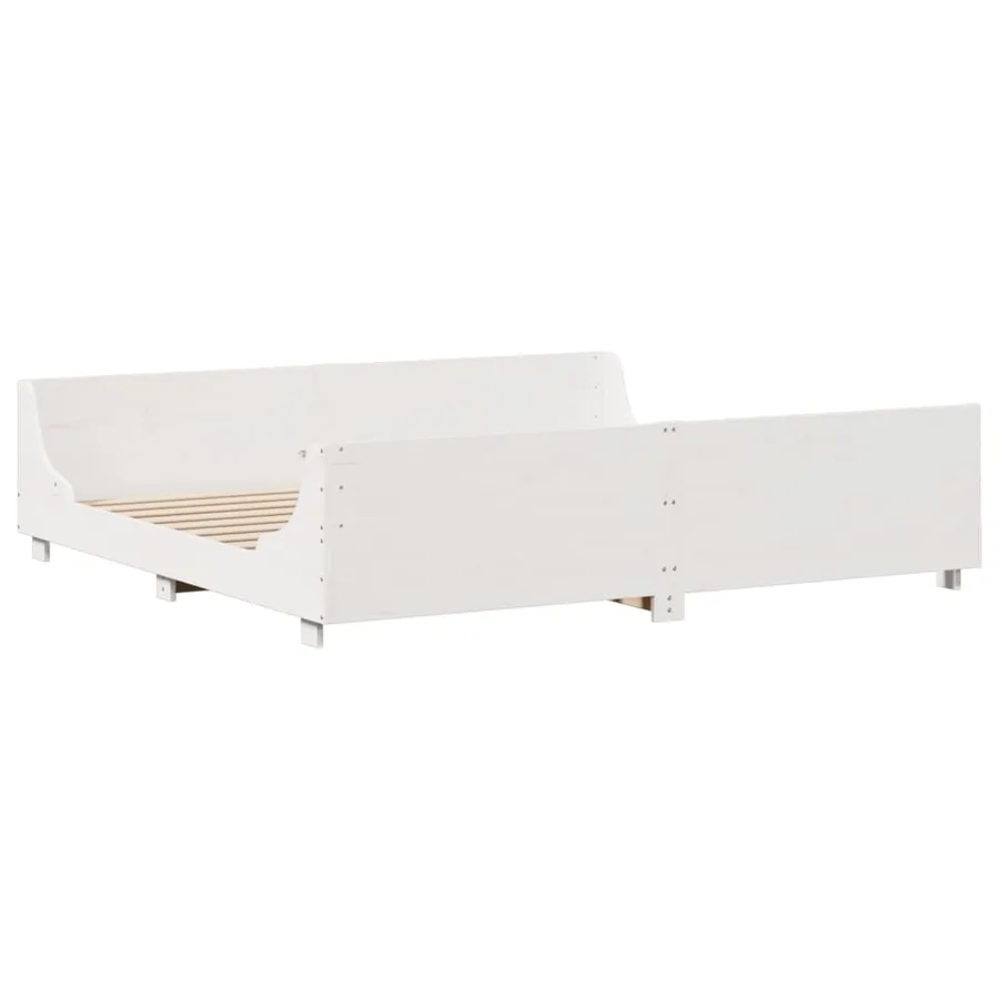 Lit bibliothèque sans matelas blanc 180x200 cm bois massif - 8