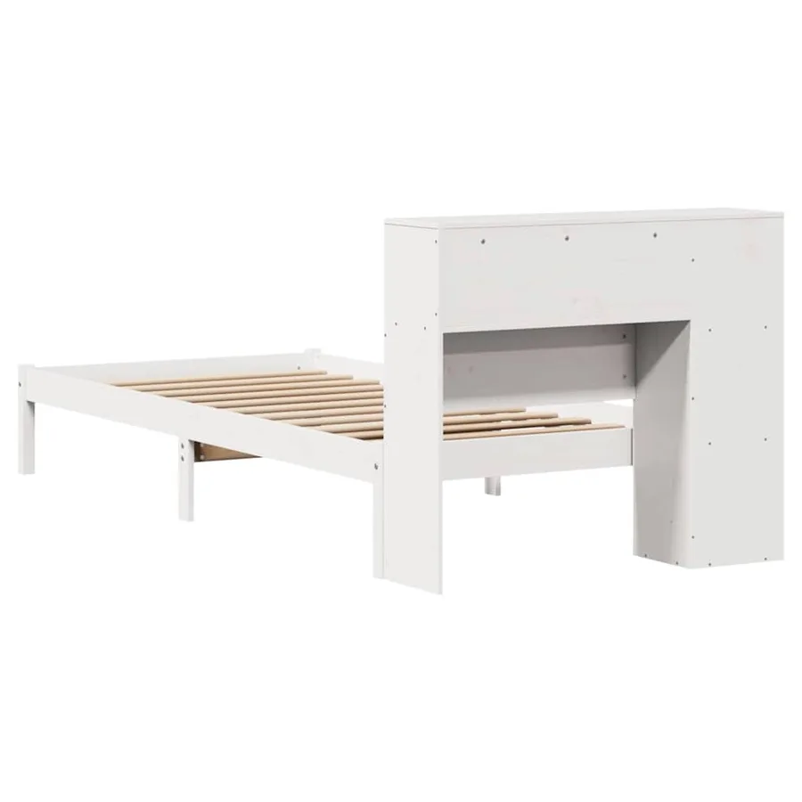 Lit bibliothèque sans matelas blanc 75x190cm bois de pin massif - 8