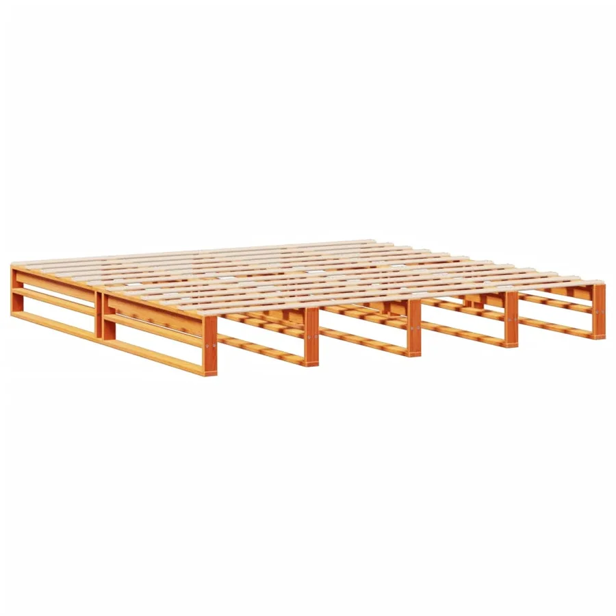 Lit bibliothèque sans matelas cire marron 180x200cm bois massif - 5
