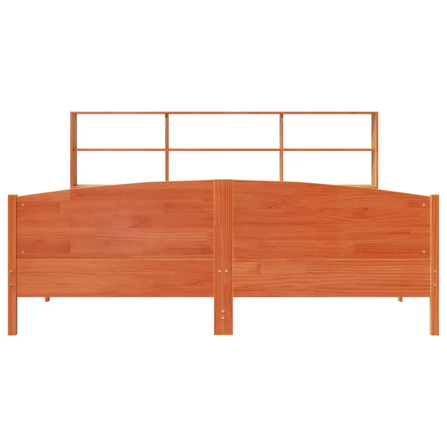 Lit bibliothèque sans matelas cire marron 180x200 cm pin massif - 4