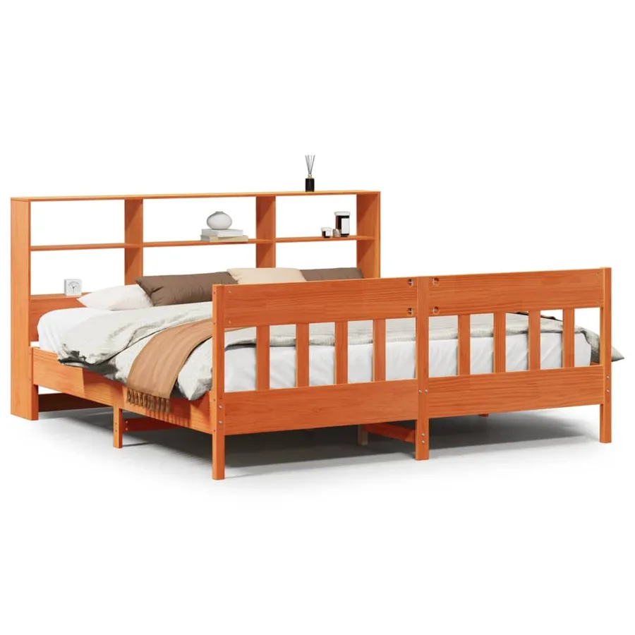 Cadre de lit sans matelas cire marron 180x200cm bois pin massif - 2