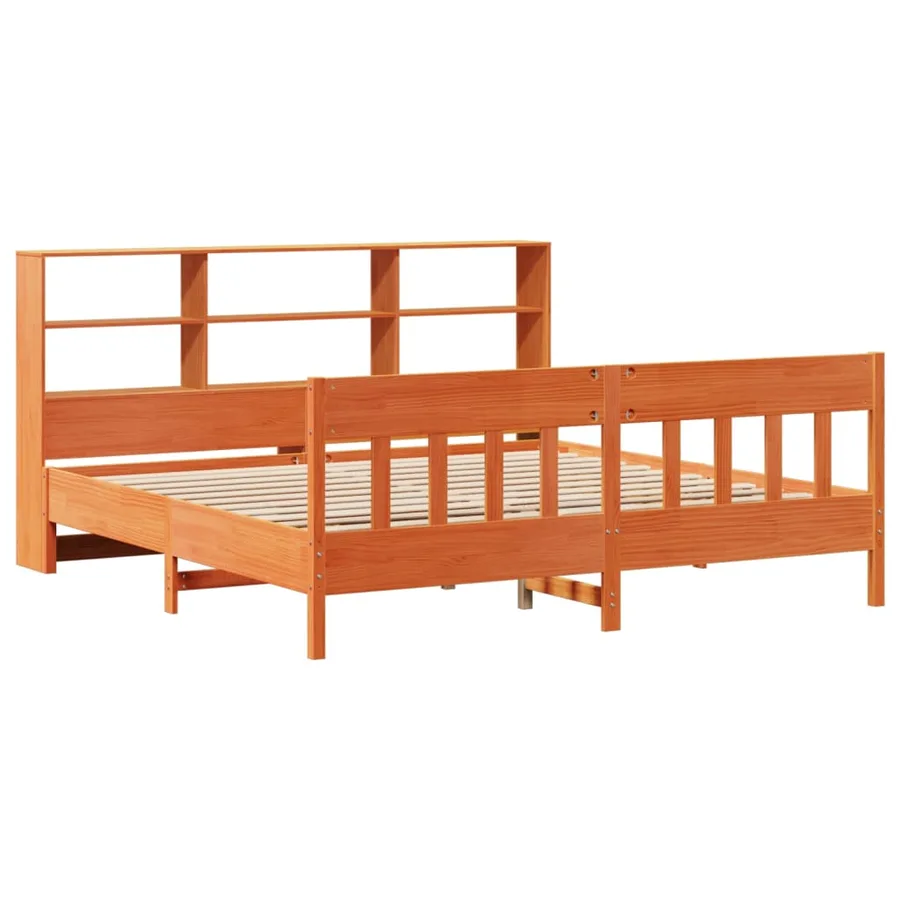 Cadre de lit sans matelas cire marron 180x200cm bois pin massif - 3