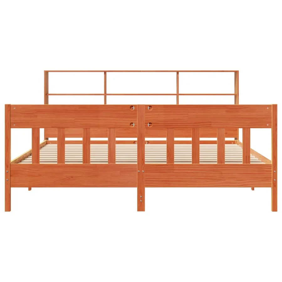 Cadre de lit sans matelas cire marron 180x200cm bois pin massif - 4