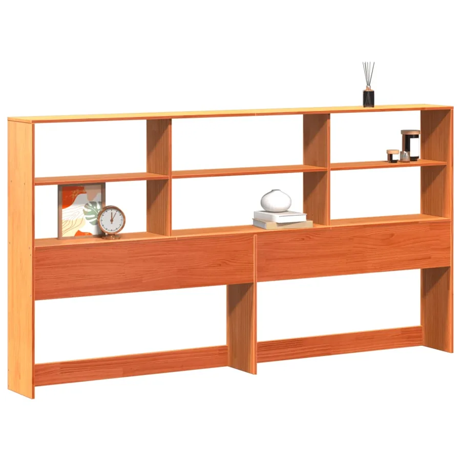 Tête de lit avec rangement cire marron 200cm bois massif de pin - 2