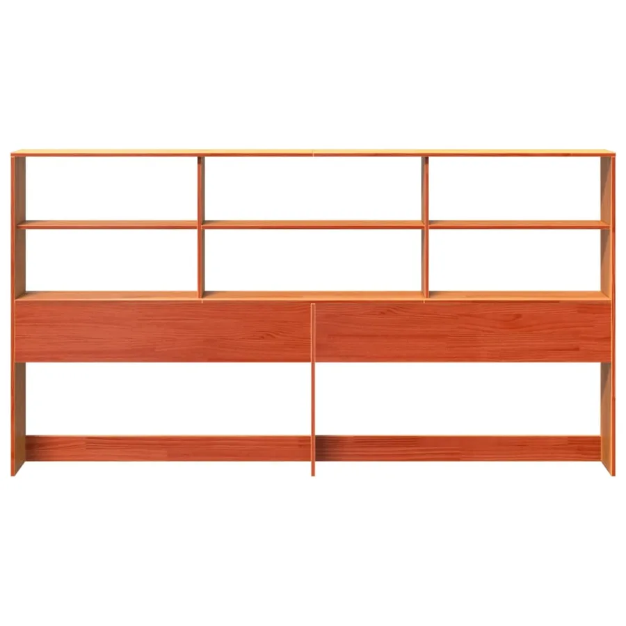 Tête de lit avec rangement cire marron 200cm bois massif de pin - 4