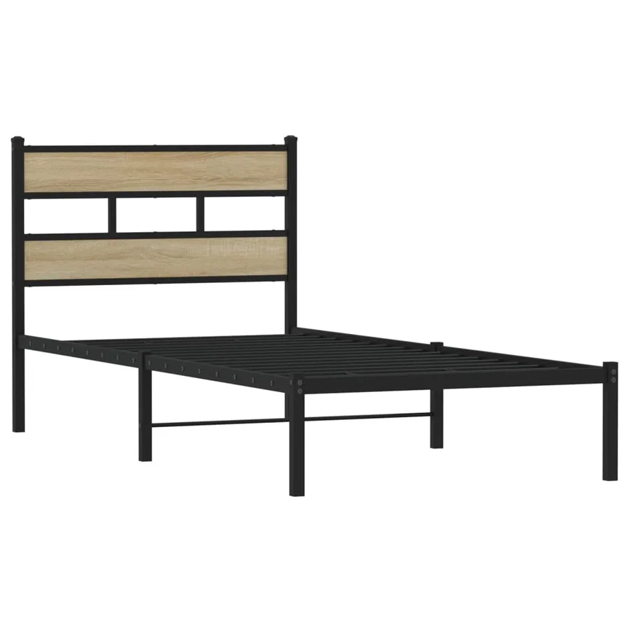 Cadre de lit en métal sans matelas chêne sonoma 75x190 cm - 3