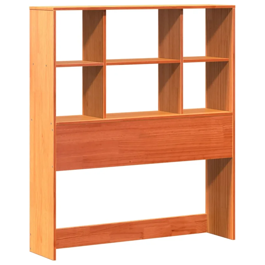 Lit bibliothèque sans matelas cire marron 75x190 cm bois massif - 7