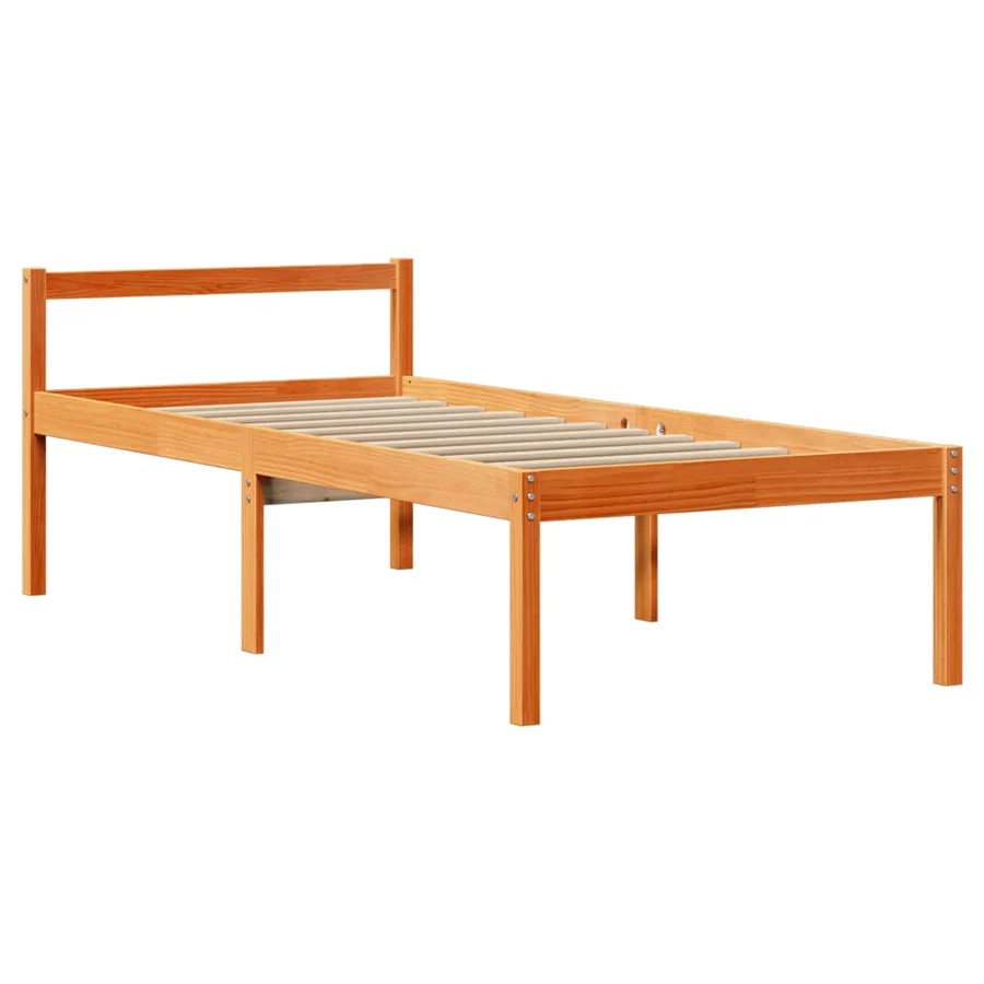 Lit bibliothèque sans matelas cire marron 75x190 cm bois massif - 8