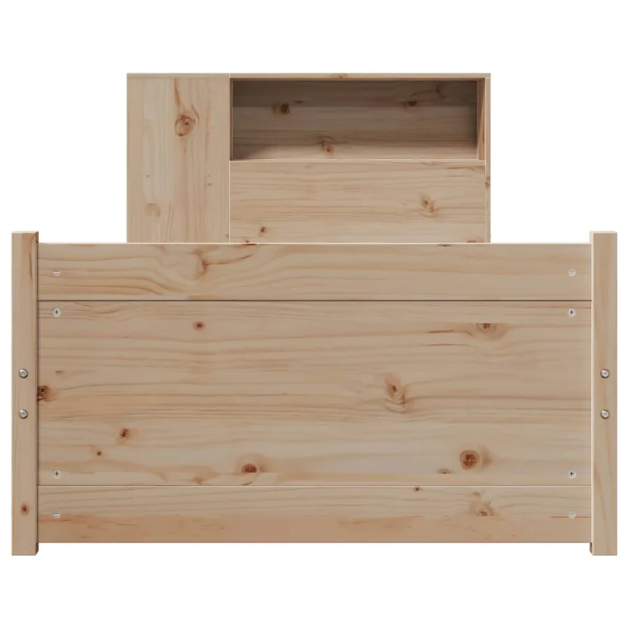 Lit bibliothèque sans matelas 90x200 cm bois de pin massif - 4