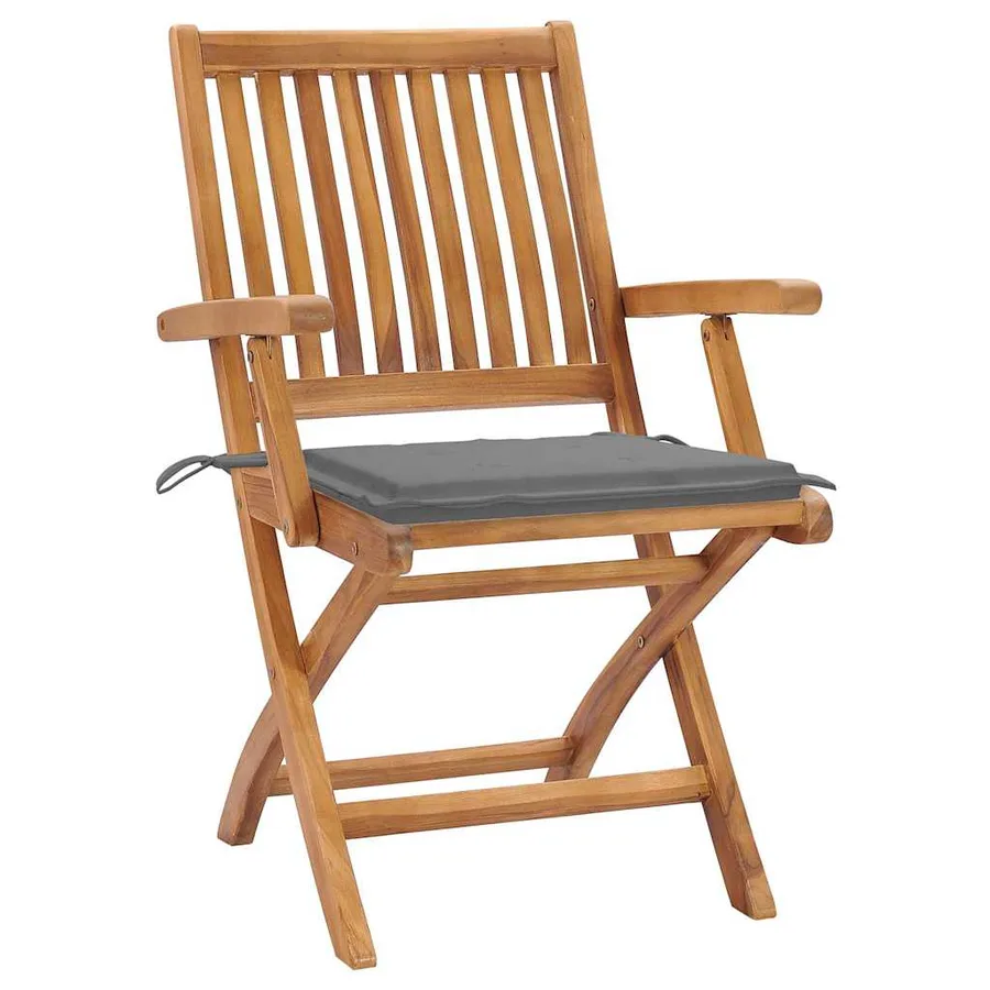 Chaises pliables de jardin avec coussins lot de 4 Teck solide - 2