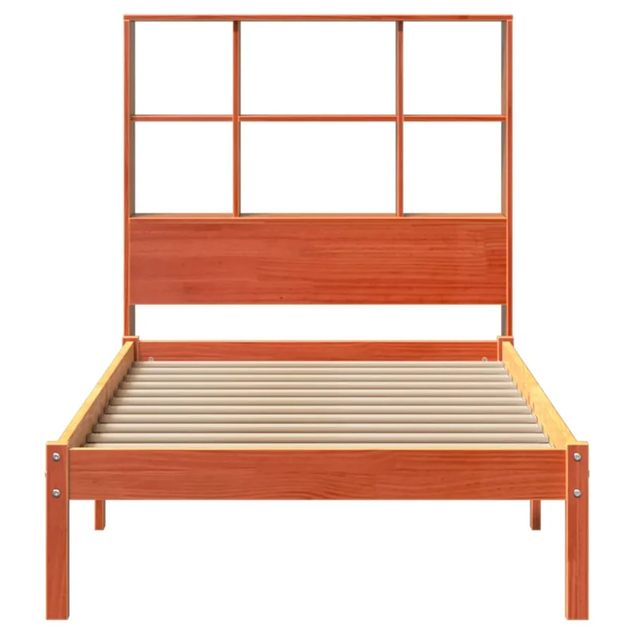 Lit bibliothèque sans matelas cire marron 75x190 cm pin massif - 4