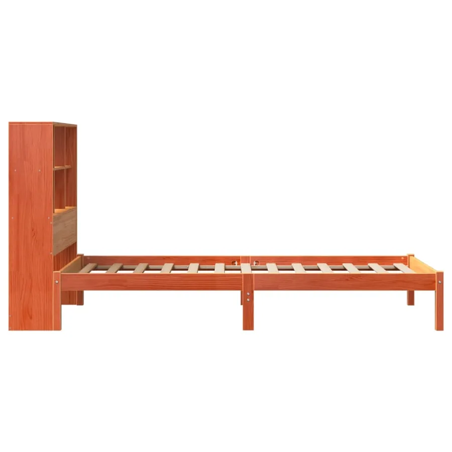 Lit bibliothèque sans matelas cire marron 75x190 cm pin massif - 7