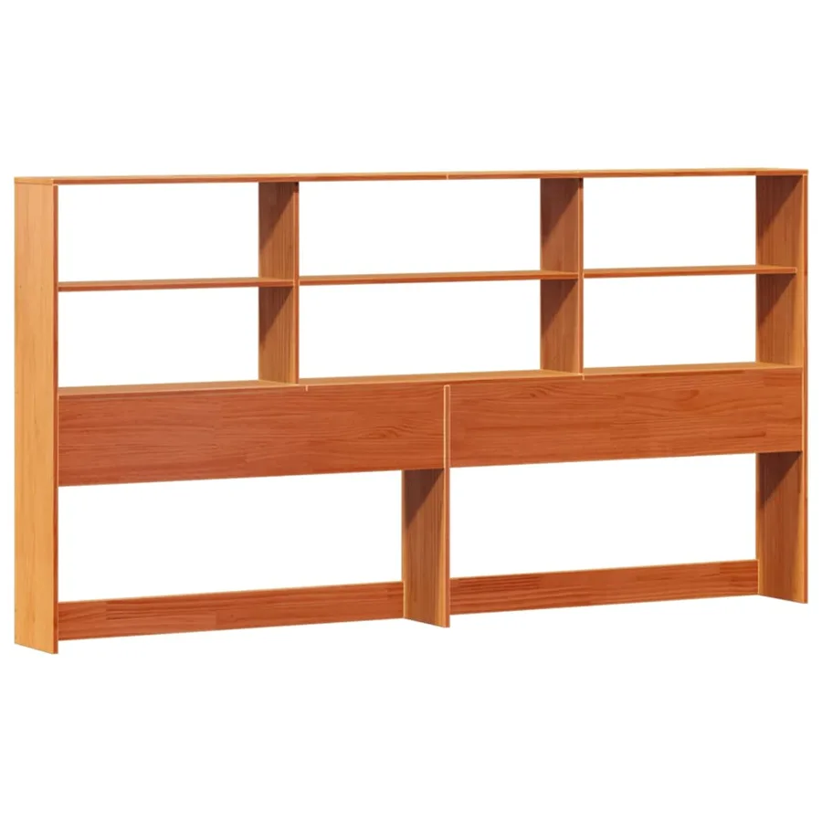 Lit bibliothèque sans matelas cire marron 200x200 cm pin massif - 7