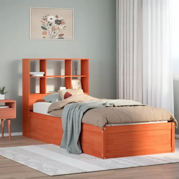 Cadre de lit sans matelas cire marron 75x190 cm bois pin massif