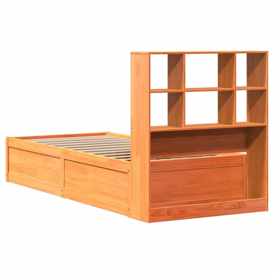 Cadre de lit sans matelas cire marron 75x190 cm bois pin massif - 7