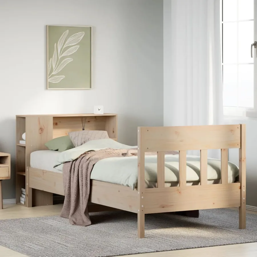 Lit bibliothèque sans matelas 90x200 cm bois de pin massif