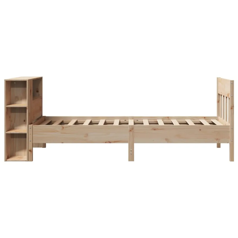 Lit bibliothèque sans matelas 90x200 cm bois de pin massif - 5