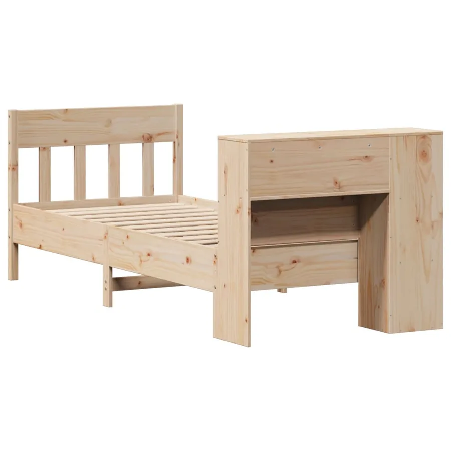 Lit bibliothèque sans matelas 90x200 cm bois de pin massif - 6