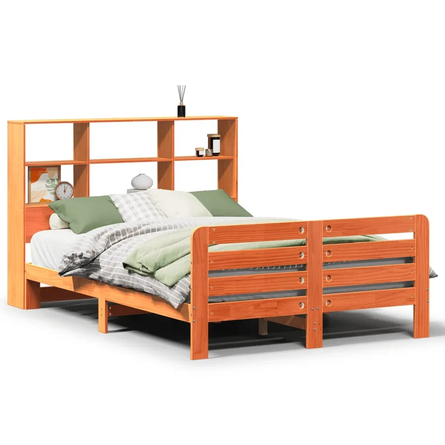 Cadre de lit sans matelas cire marron 120x190cm bois pin massif - 2