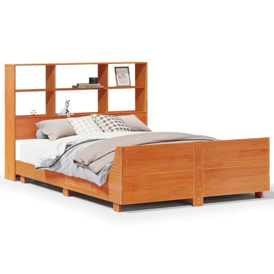 Cadre de lit sans matelas cire marron 120x200cm bois pin massif - 2