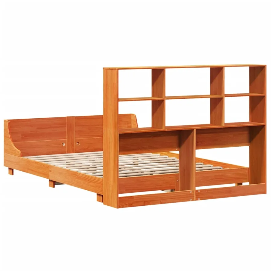 Cadre de lit sans matelas cire marron 120x200cm bois pin massif - 8