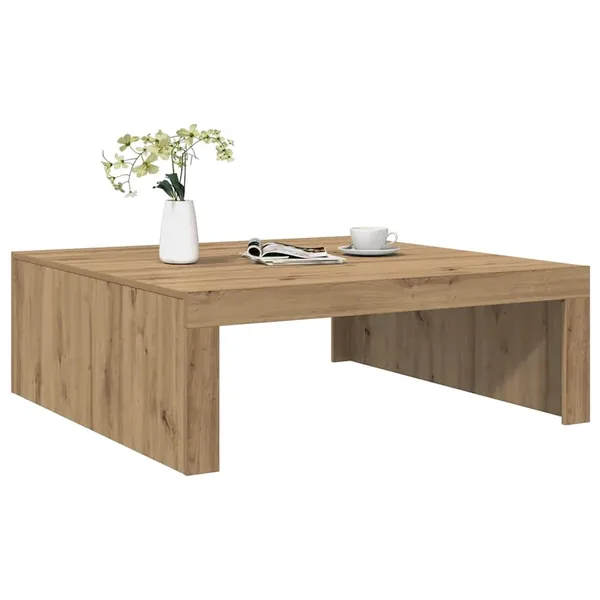 Table basse chêne artisanal 100x100x35 cm bois d'ingénierie