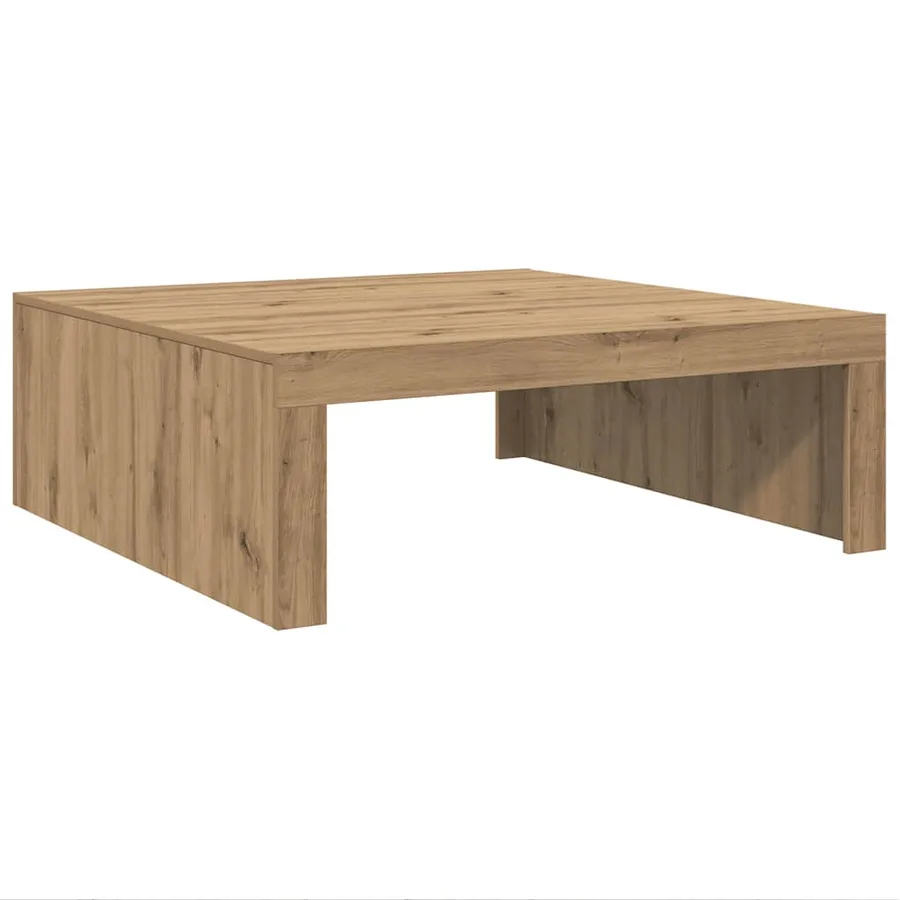 Table basse chêne artisanal 100x100x35 cm bois d'ingénierie - 2