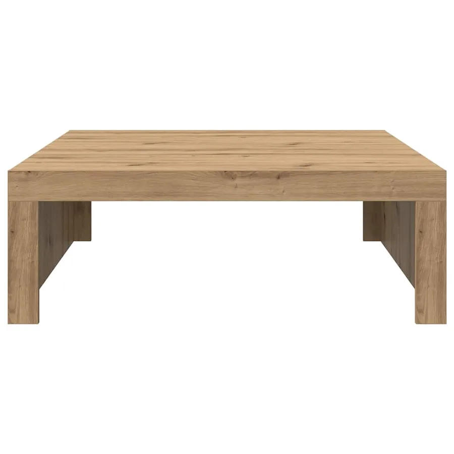Table basse chêne artisanal 100x100x35 cm bois d'ingénierie - 4