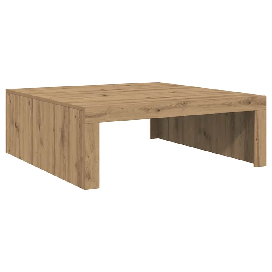 Table basse chêne artisanal 100x100x35 cm bois d'ingénierie - 6