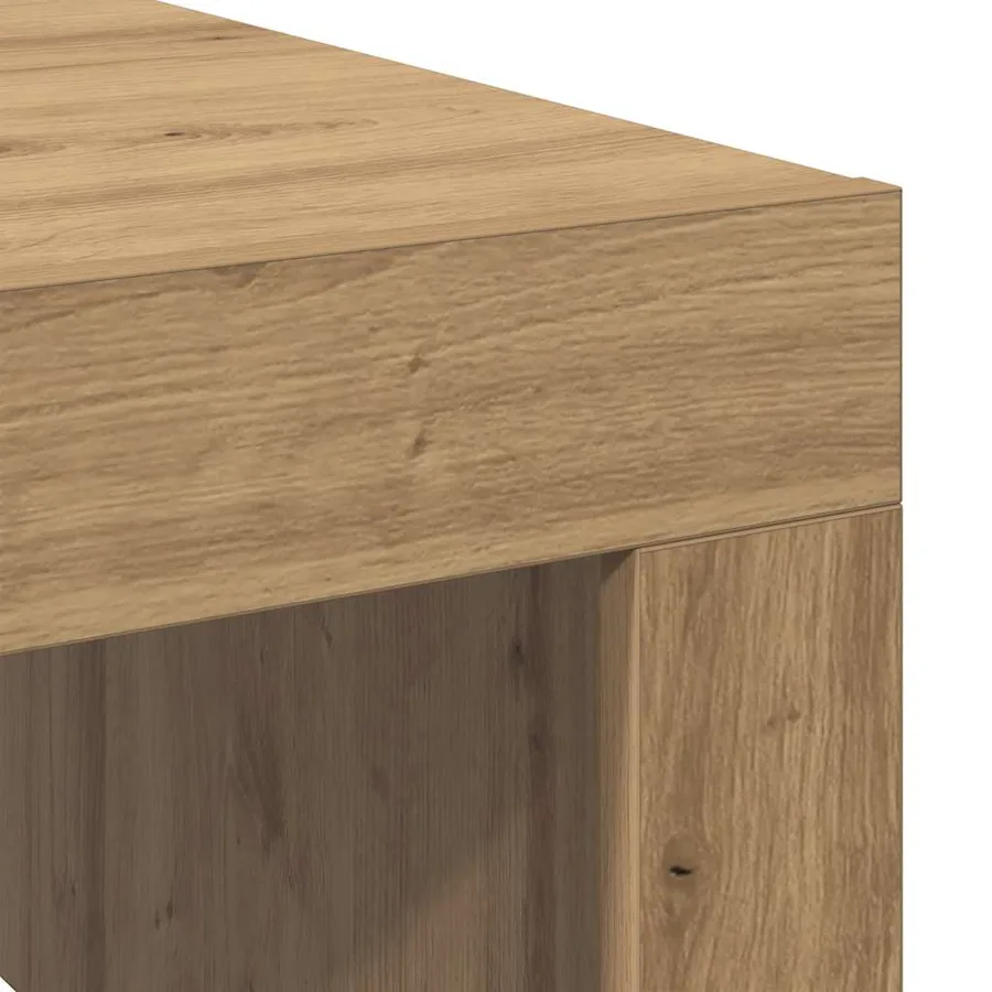 Table basse chêne artisanal 100x100x35 cm bois d'ingénierie - 7