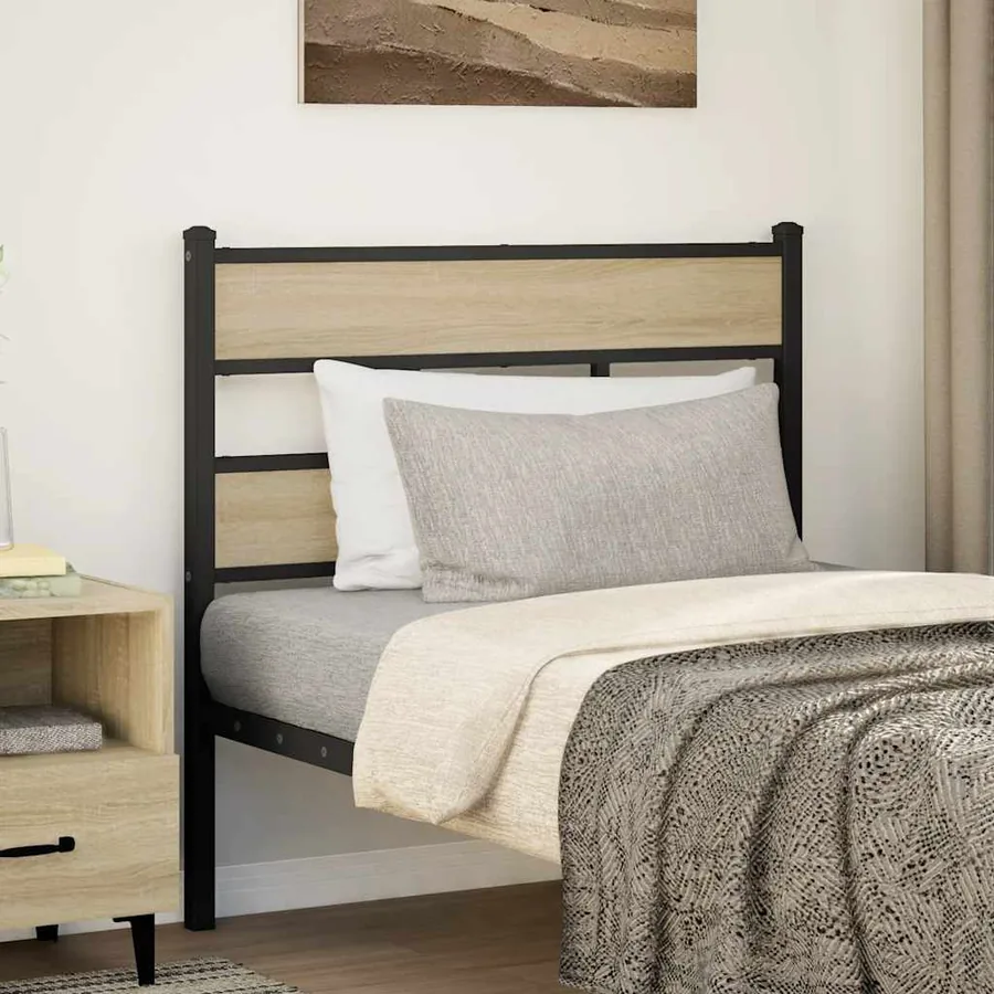 Tête de lit de remplacement chêne sonoma 80 cm fer et bois d’ingénierie