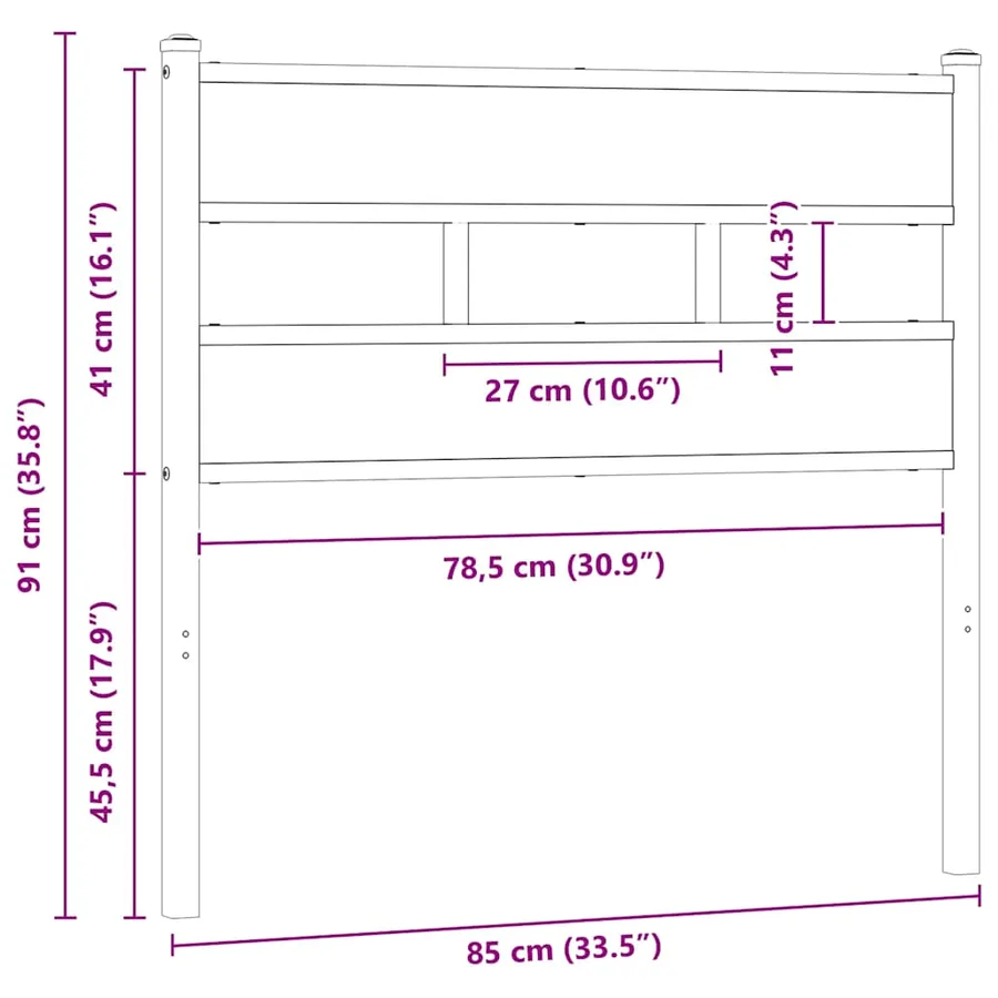 Tête de lit de remplacement chêne sonoma 80 cm fer et bois d’ingénierie - 6