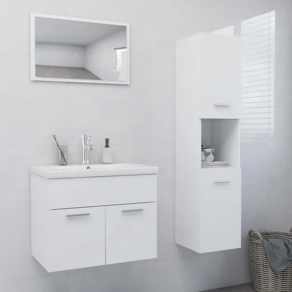 Ensemble de meubles de salle de bain blanc bois d'ingénierie