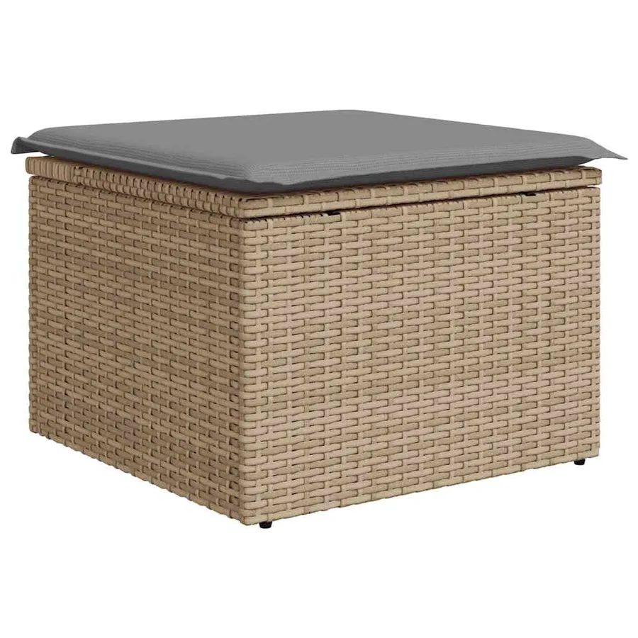 Salon de jardin avec coussins 9 pcs beige résine tressée - 5