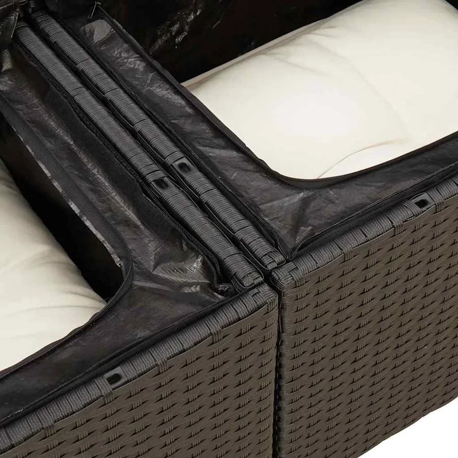 Salon de jardin 9 pcs avec coussins noir résine tressée - 14