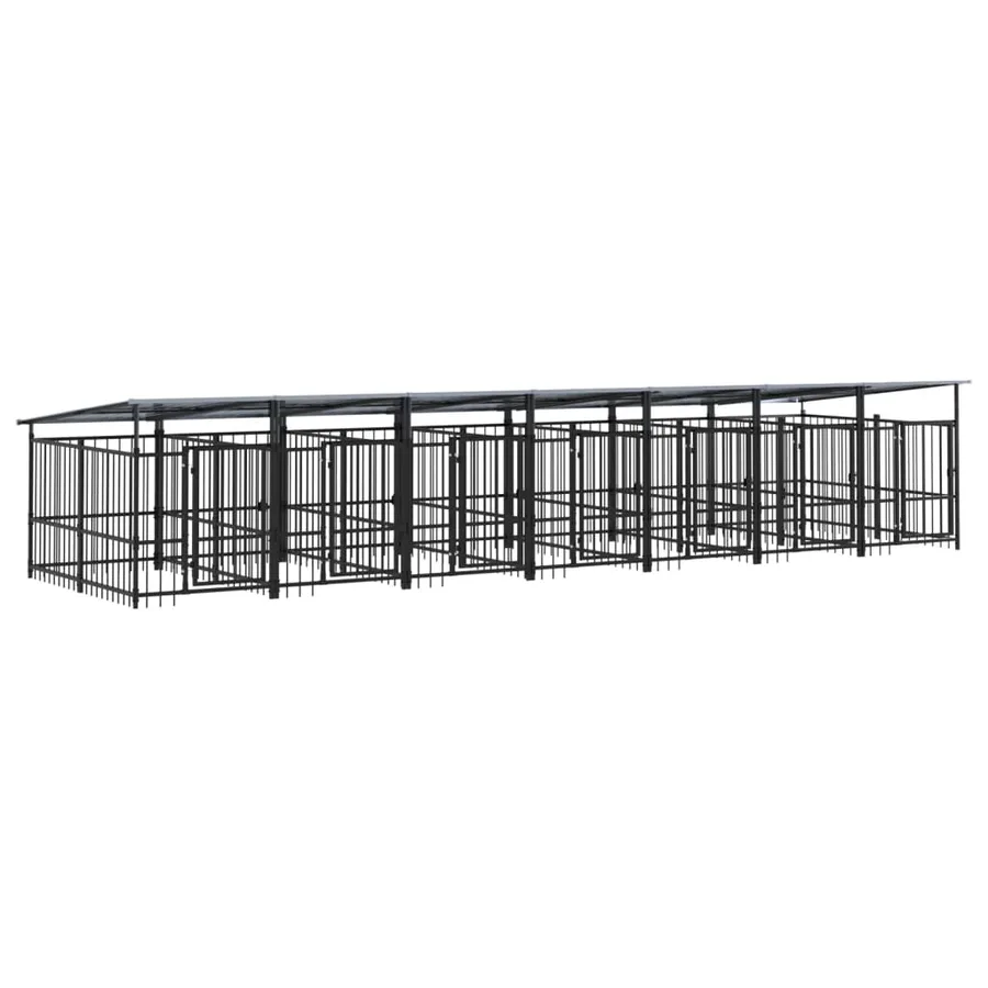 Chenil d'extérieur avec toit pour chiens Acier 13,14 m² - 2