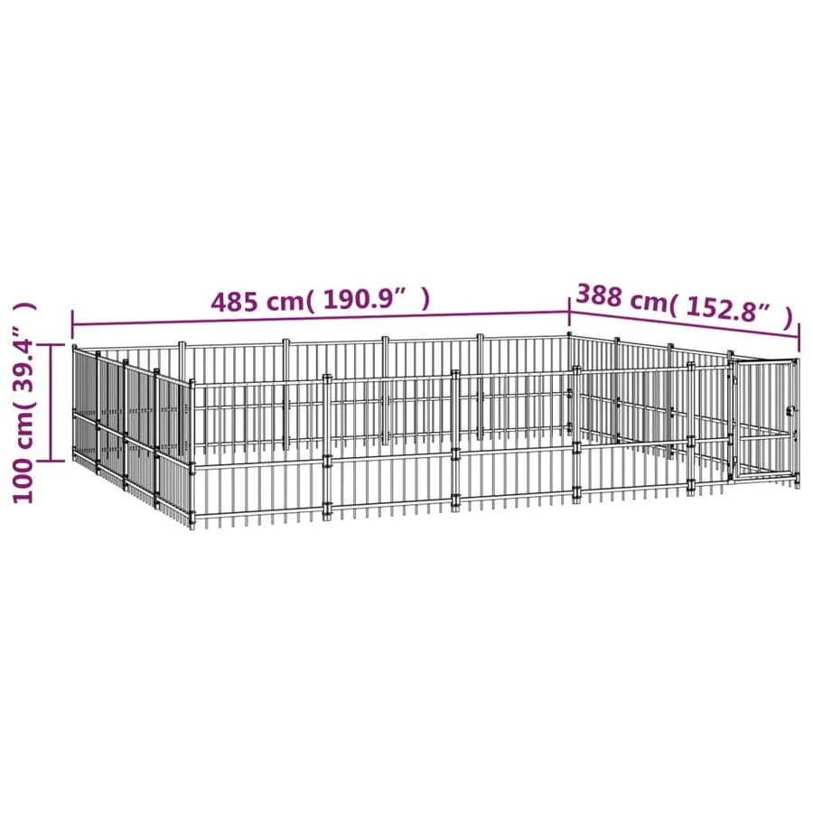 Chenil d'extérieur pour chiens Acier 18,82 m² - 6