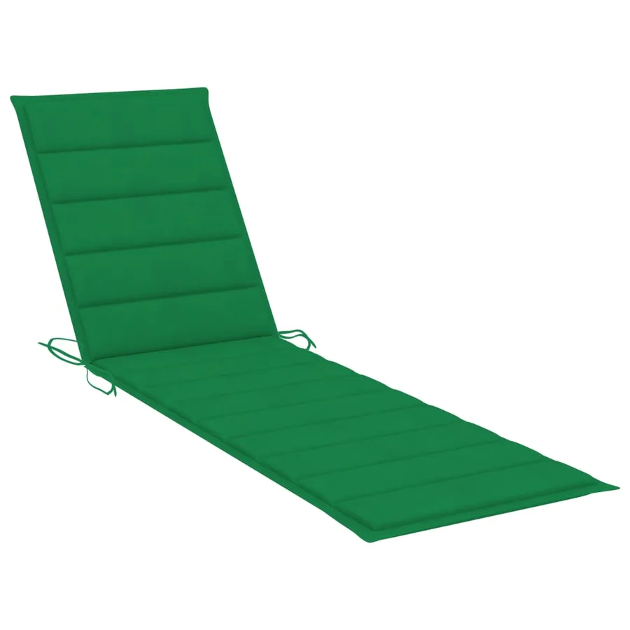 Chaise longue avec coussin vert Bois de teck solide - 10