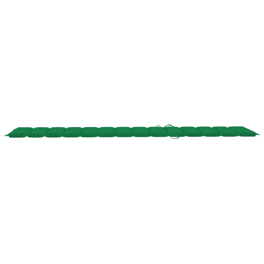 Chaise longue avec coussin vert Bois de teck solide - 12