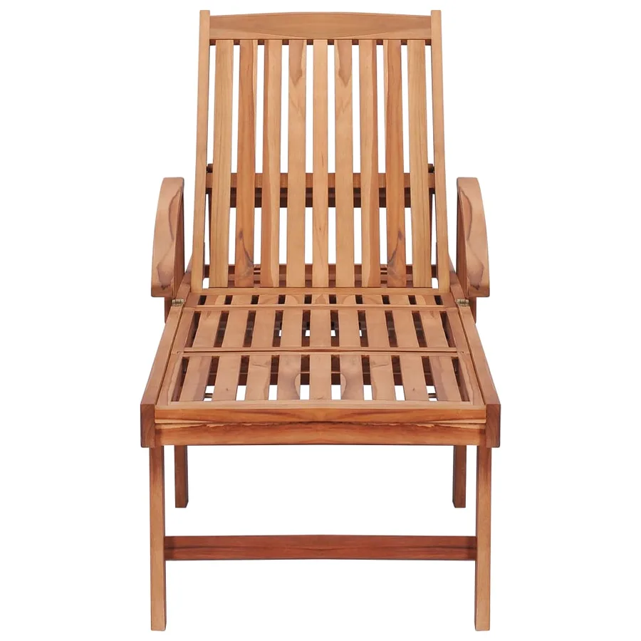 Chaise longue avec coussin vert Bois de teck solide - 5
