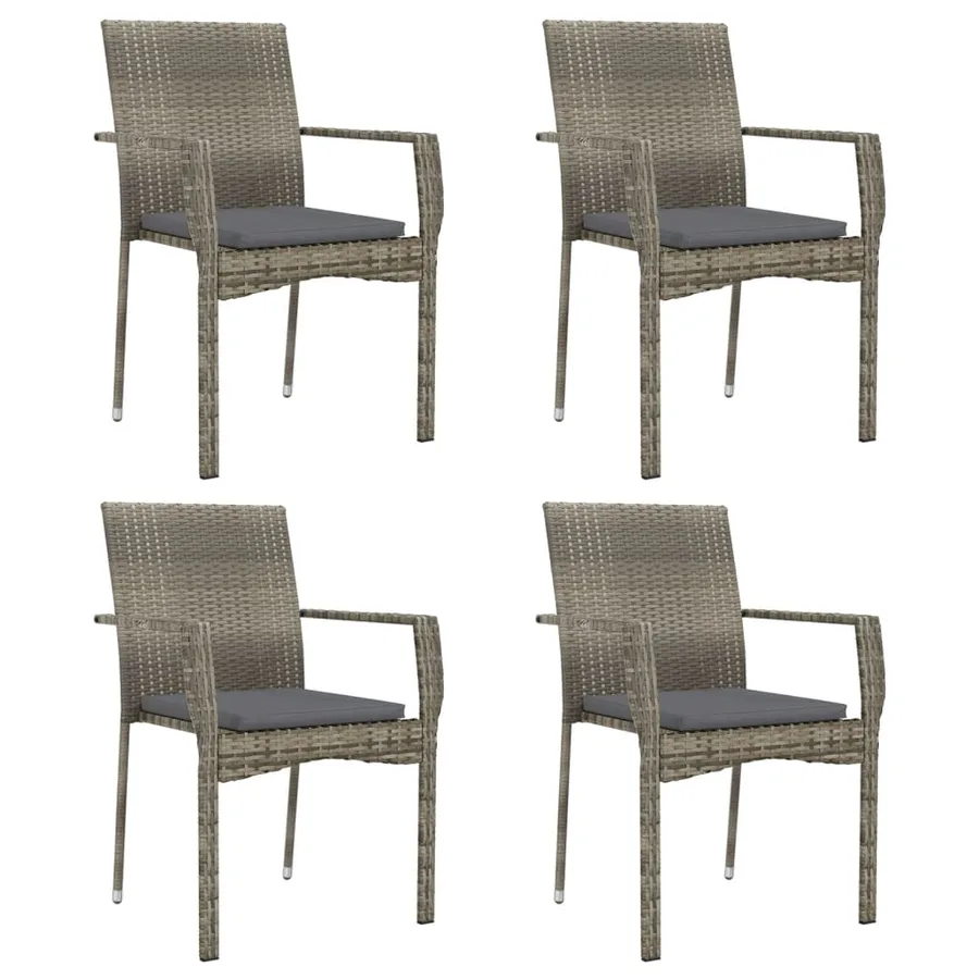 Ensemble à manger de jardin coussins 5 pcs noir et gris - 4