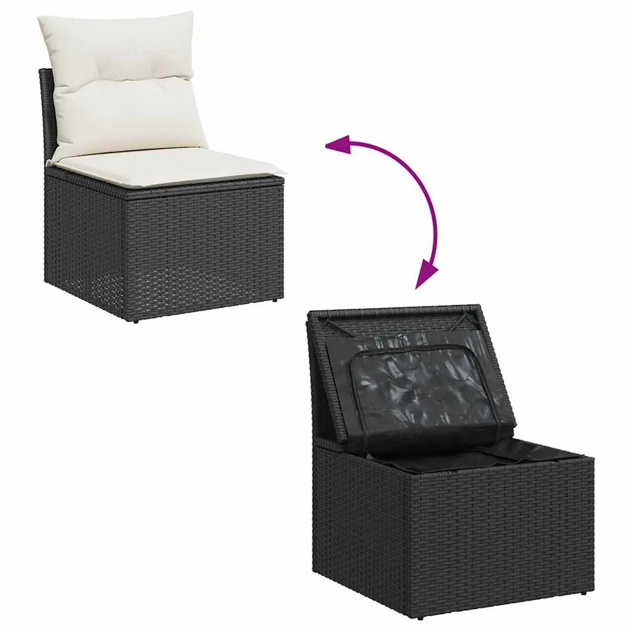 Ensemble de canapés de jardin 11 pcs et coussins rotin acacia - 7