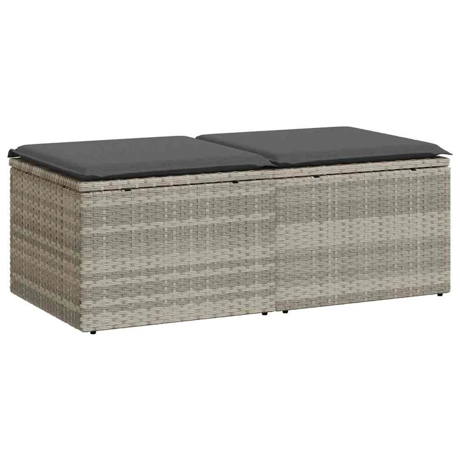 Salon de jardin 2 pcs avec coussins gris clair polyrotin acacia - 2