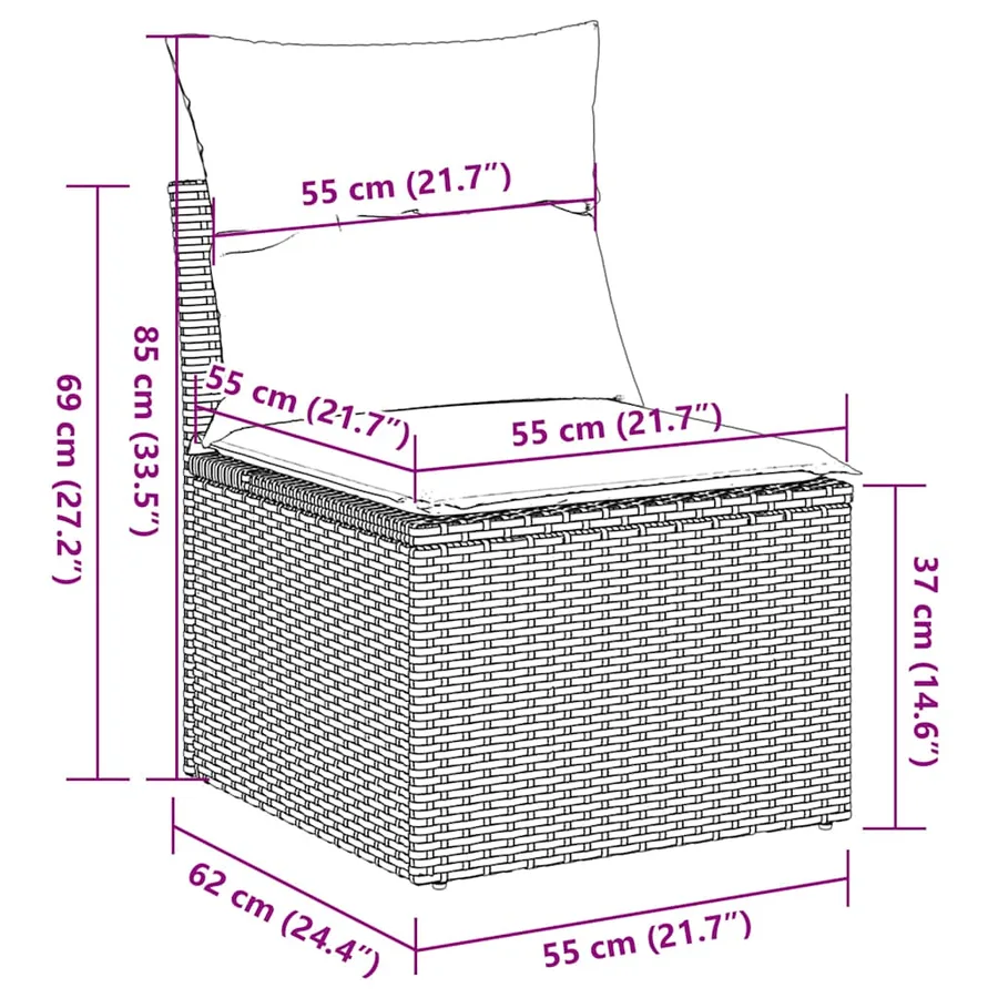 Ensemble de canapés de jardin 11 pcs et coussins rotin acacia - 16