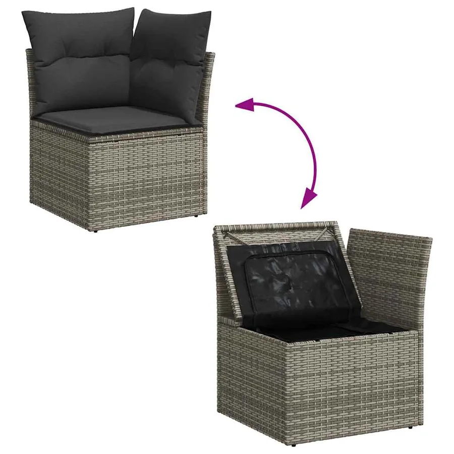 Ensemble de canapés de jardin 11 pcs et coussins rotin acacia - 8