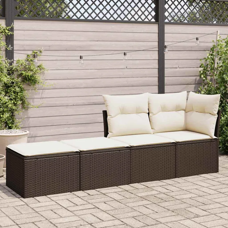Salon de jardin avec coussins 2pcs marron résine tressée acacia - 3